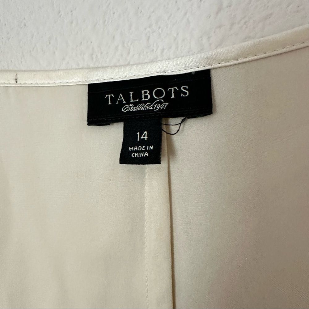 Talbots Silk Cream Asymmetrical Ruffled Blouse - Picture 2 of 8